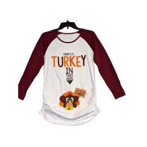 Maternity Raglan Tee "Theres A Turkey In This Oven" Size S